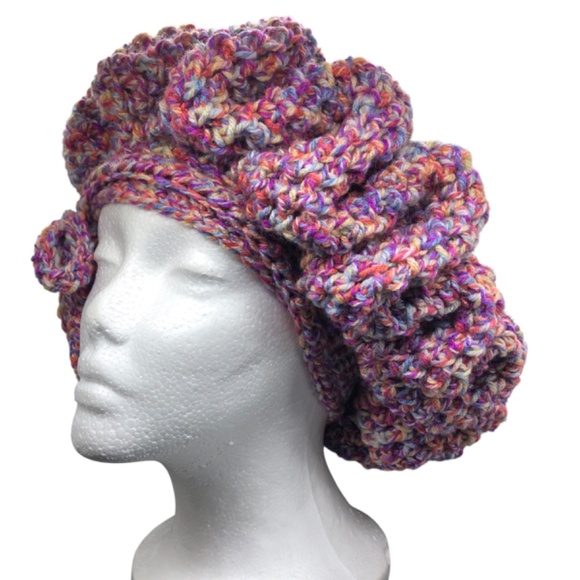 Crochet Hodgy Bonnet Style Beanie – Colorful Adjustable Hair Bonnet with Tie M/L main image 7